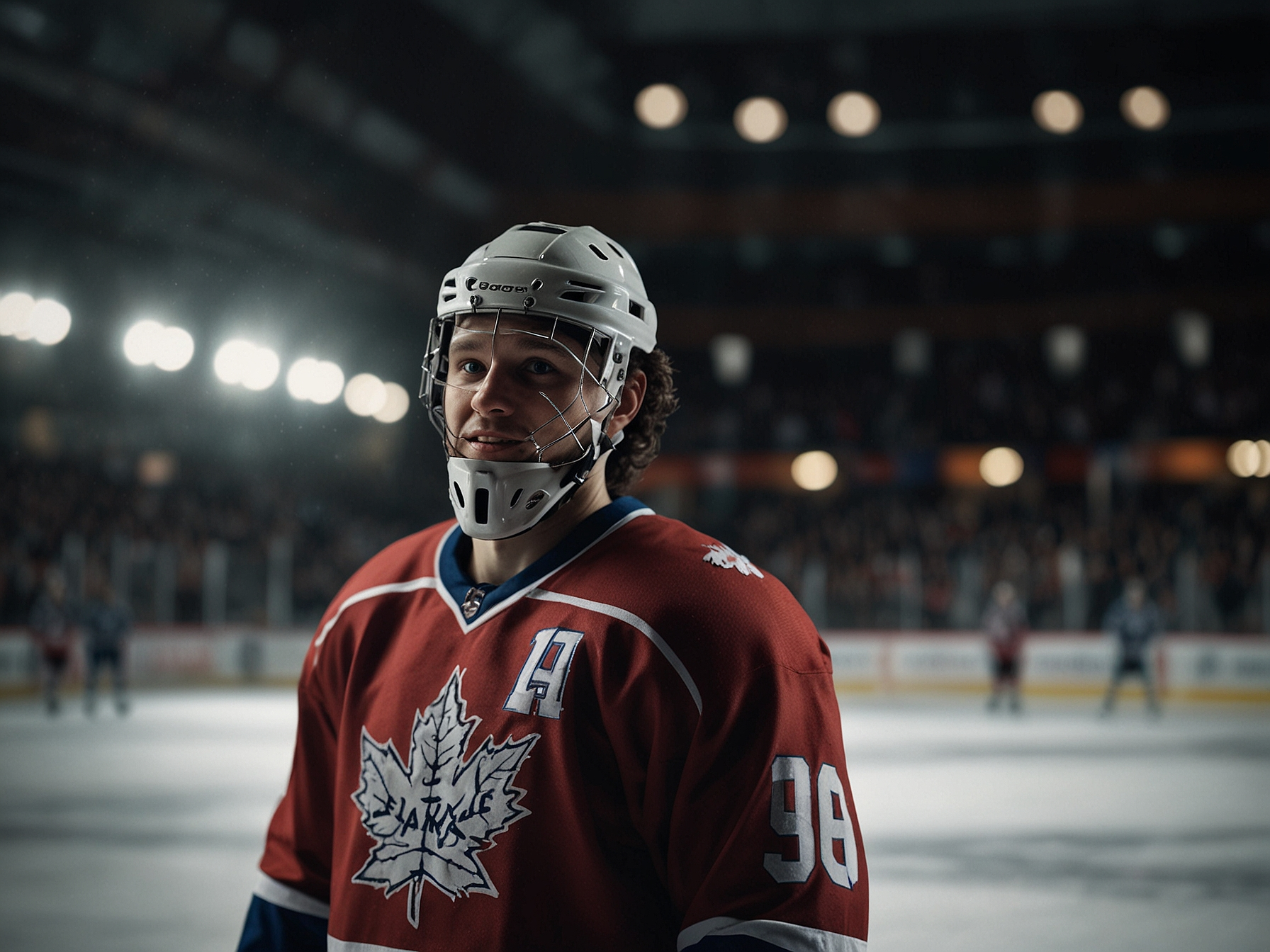 Celebrating hockey player and casino motif